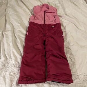 Marker Girls Size 4 Bib Pink Insulated Snow Ski Pants Overalls Fleece